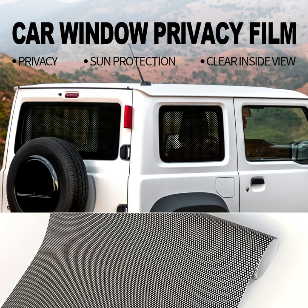 Privacy Screen Protector - 1ロール ブラック 穴あきビニール プライバシー カーウィンドウフィルム ワンウェイ